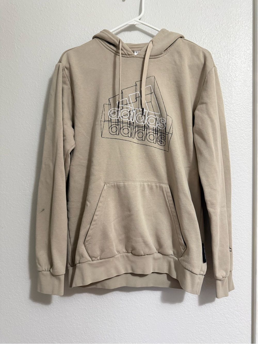 adidas Beige Graphic Pullover Hoodie
